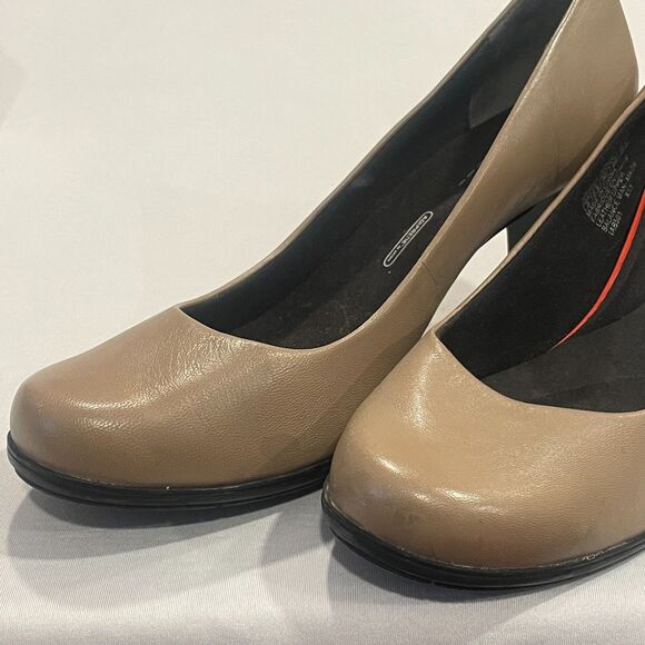 ~ Rockport 9M Pumps Total Motion Taupe Tan Leather Round Toe 3" Heels Trutech - Picture 15 of 15